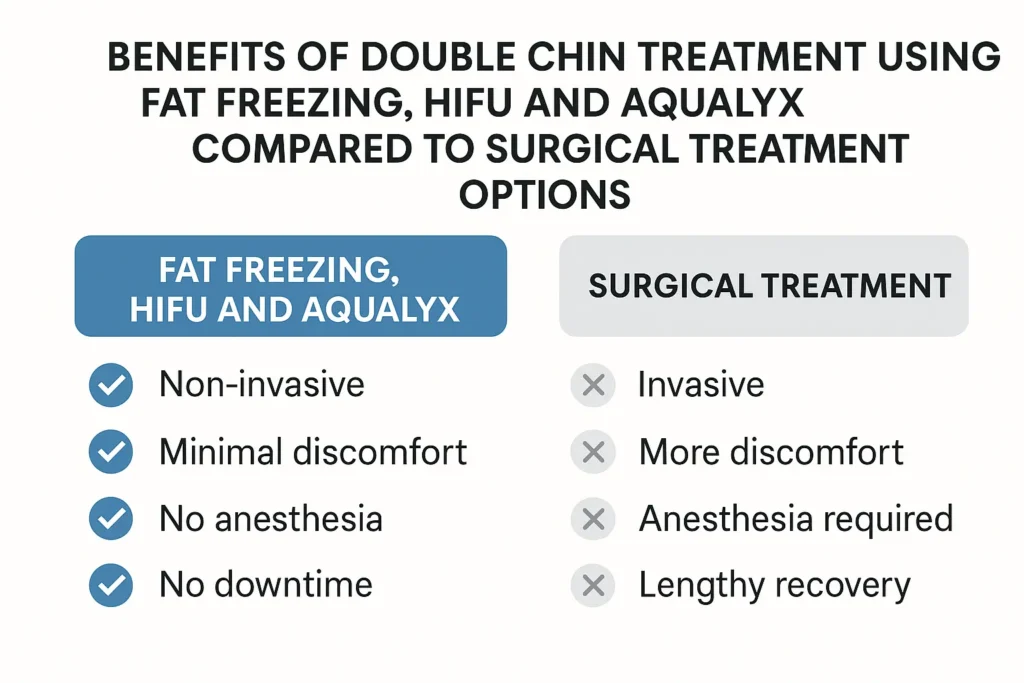 Graphic about the benefits of double chin treatment Little Bognor - from LA LIPO