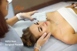 Woman having Hi-Fu to reduce wrinkles Little Bognor.